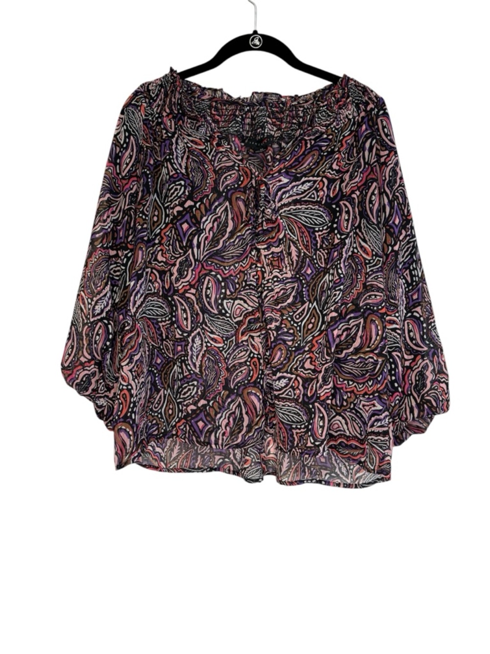 Sanctuary Women's Multicolor Paisley Peasant Blouse - Long Sleeve Top